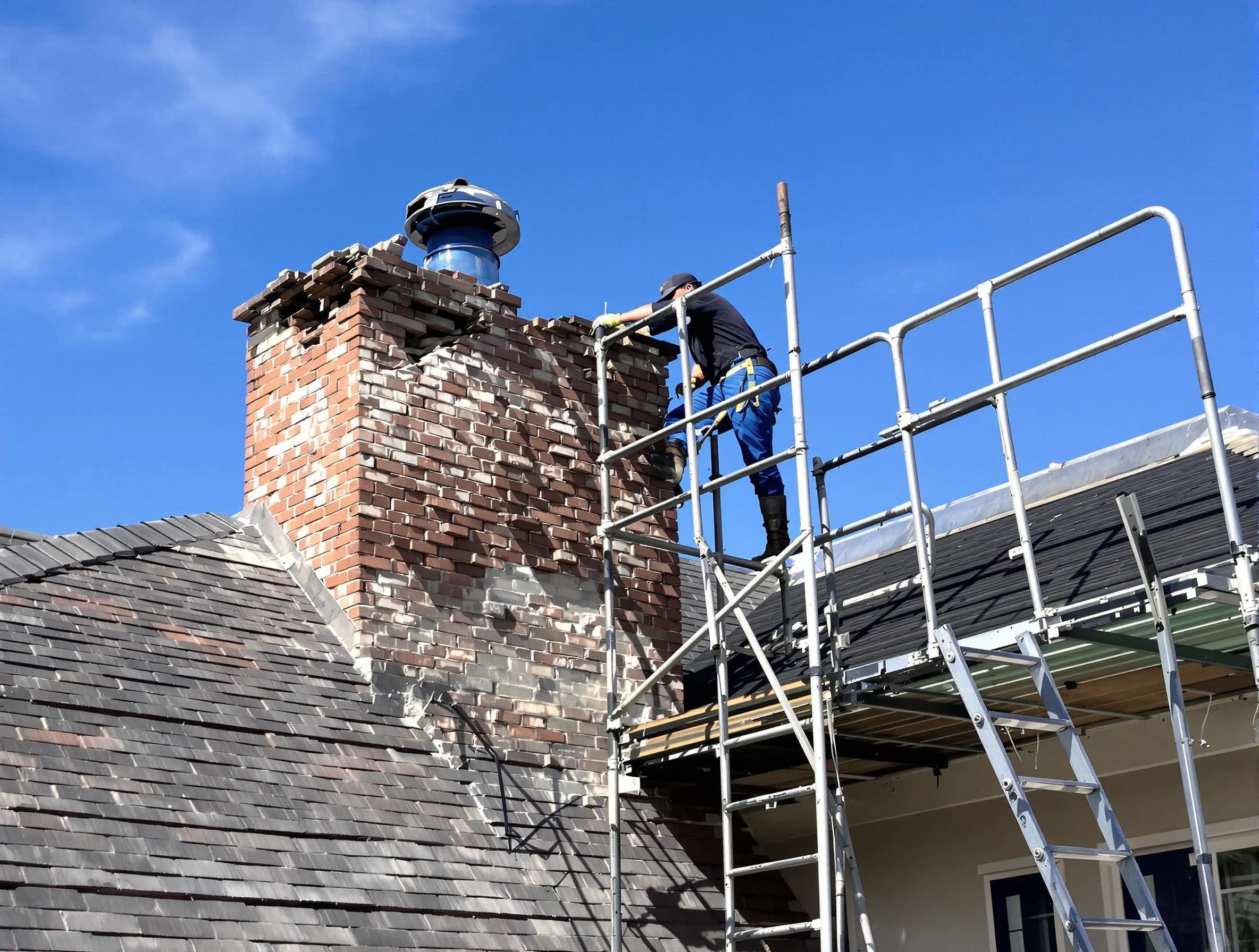 Rebuilding a chimney structure by Fultondale Chimney Sweep in Fultondale, AL