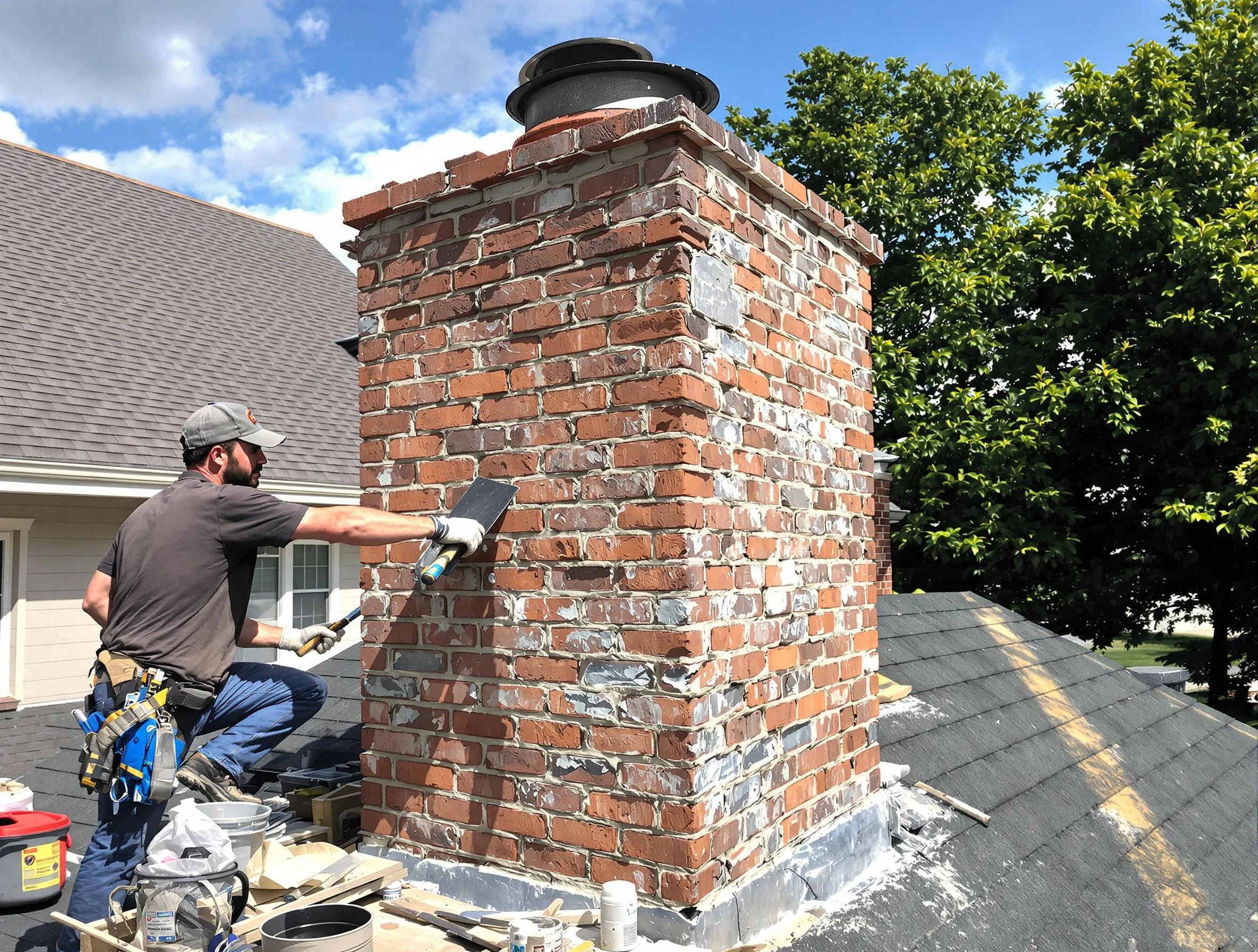 Completed chimney rebuild by Fultondale Chimney Sweep in Fultondale, AL